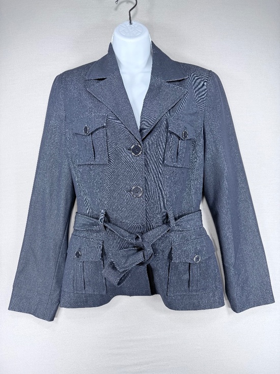 Sharagano Jackets & Blazers - Sharagano Suits Grey Belted Safari Utility Jacket Blazer Size 8